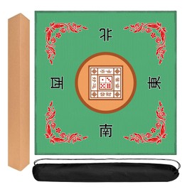 Mahjong Mat, Mahjong Table Mat for Tile Game, 31.5 in x 31.5 in Anti Slip and Noise Reduction Table Cover for Poker Card Board and Dominoes(Green)