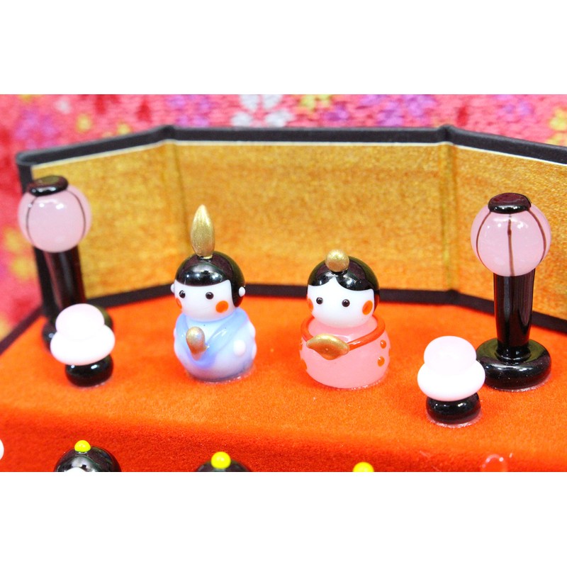 かわいい おひなさま 手作り ガラス細工 春の豆雛 三段飾り