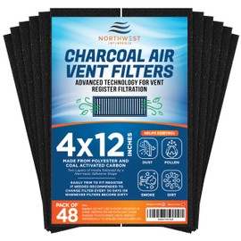 Activated Carbon Air Vent Filters for Home - 4" x 12" Dust Control - Air Filter Freshener for Home Vents to Purify Indoor Air and Homes - Register Filters for Floor Vents (48-Pack)