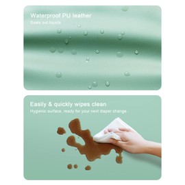 YACODAVO Wipeable Baby Changing Pad for Dresser and Table, Cozy Diaper Changing Pad with Waterproof & Wipe-Clean Leather Cover, Green