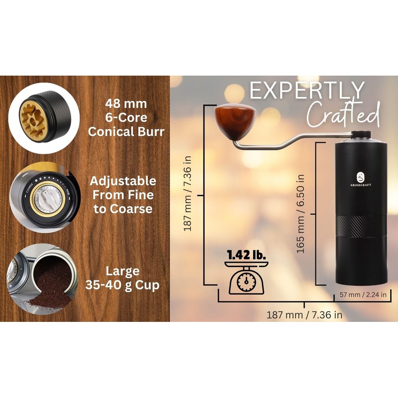 Premium Manual Coffee Grinder with Titanium-Plated Stainless Steel Burr Grinder