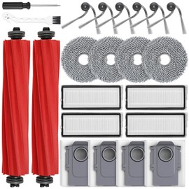 22 Pack Replacement Accessories Kit Compatible with Roborock QV 35A/QV 35S Robot Vacuum, 2 Main Brush, 6 Side Brush, 4 HEPA Filter, 4 Mop Pads, 4 Dust Bag