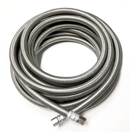 Shark Industrial 25 FT Stainless Steel Braided Ice Maker Hose with 1/4" Comp by 1/4" Comp Connection