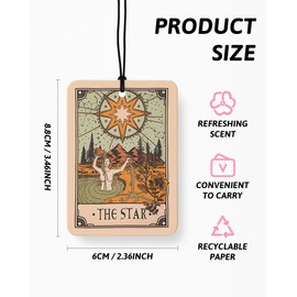 FISWAFY Boho Retro Tarot Card Car Air Freshener 4 Pcs, the Star Sun Moon Lovers Hanging Air Freshener for Cars Closet Drawer Books, Tarot Lovers Gifts Car Accessories Mirror Decor for Women