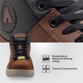 Airwalk Deuce Mid Top Composite Toe Men’s Industrial Work Shoes, Brown/Tan, Size 11.5, Medium, Comfortable & Light Work Shoes for Men, Electric Hazard, Slip Resistant