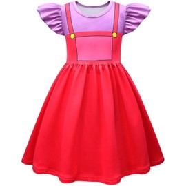 YONNEHE Kids Circus Cosplay Costume for Girls Graphic Cosplay Outfits Casual Clown Dress for 3-12 Years (red, 7-8 Years)