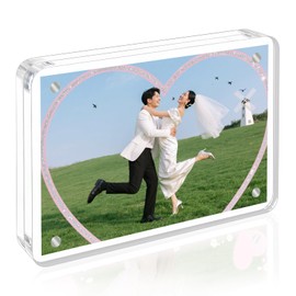 Folgtek Acrylic Photo Frame, Photo Frame, Magnetic Type, Transparent on Both Sides, Horizontal & Vertical, Strong Magnet, Frame for Tabletop, Postcard, Awards, Poster Display, 5.9 x 8.3 inches (150 x