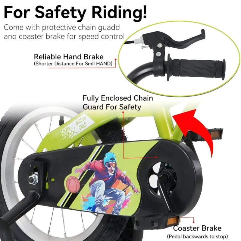 18 Inch Sporty Kids Bike with Training Wheels and Stand