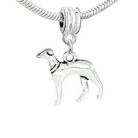 Greyhound Dog Charms for European Snake Chain Style Spacer Bead stopper
