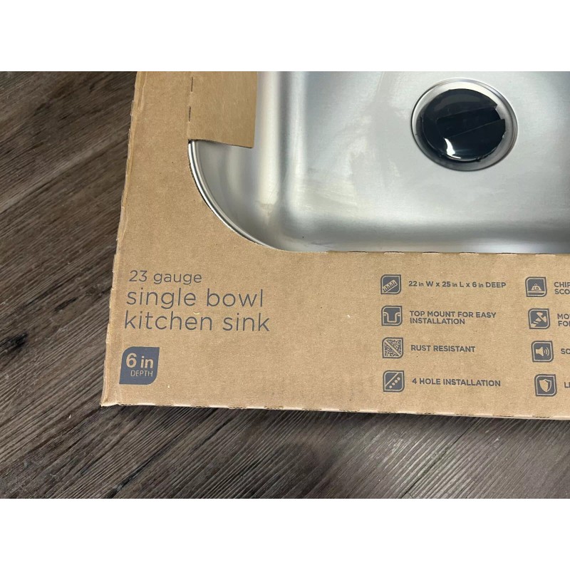 Glacier 621 763 HDSB252264 25" Drop-in 1-Bowl 22 Gauge Stainless