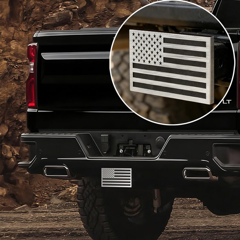 Synrroe 2" Heavy Duty Stainless Steel Flag Hitch Cover, Car