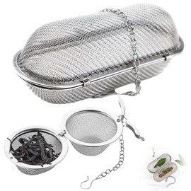 FENGCHUANG 2 Pieces Tea Strainer Stainless Steel Tea Strainer Extra Fine Tea Filter Made of Stainless Steel Suitable Tea Filter for Loose Tea Infuser with Chain Hook for Hanging Teapots, Cups, Tea
