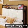 LIKIMIO Twin XL Bed Frames, Storage Headboard with Charging Station,