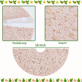 Christmas Tree Skirt, 18 inch Sparkly with Faux Fur Plush Mini Christmas Tree Skirt, Christmas Tree Base Mat Thin Velvet Rugs for Xmas Party Home Decorations (Pink)