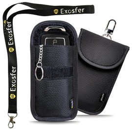 Keyless Go Protection Car Key Case Ripstop Fabric - RFID Blocker Faraday Bag Against Relay Attacks - Set of 2 S + M with Lanyard - Anti-Theft