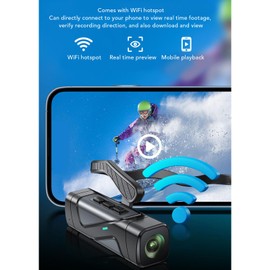 Bewinner 4K Video Camcorder Action Camera - 2.0 Anti-Shaking Vlog Vedio Camera, UHD 60FPS HandsFree Head Mounted Camera, Built in WiFi Hotspot Wearable Vlog Camcorder