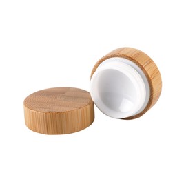 Outanaya 5g Bamboo Cream Bottle Travel Cosmetic Container for Creams Lightweight and Leakproof Bamboo Cosmetic Jar for Daily Use and Travel