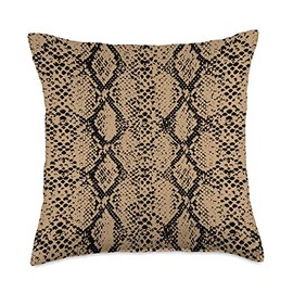 Trendy Desert Sand Viper Snakeskin Reptile Print Pattern Throw Pillow