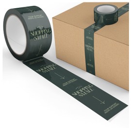 Thank You for Shopping Small, Dark Green Mint Cute Designer Packing and Shipping Tape for Small Business - Decorative Printed Packaging Tape, 1.88" x 110 Yards (330 feet)