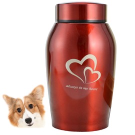 ZHYUAN Stainless Steel Pet Urn, Urns for Dogs and Cats, Pet Memorial Urn, Portable Pet Urn, Stainless Steel Animal Urn, Suitable for Dogs, Cats and Other Small Animals (Red)