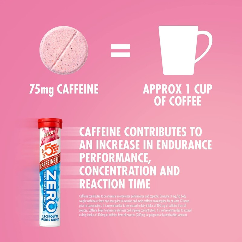HIGH5 ZERO Caffeine Hit ElectrolyteTablets, Hydration Tablets Enhanced with Vitamin