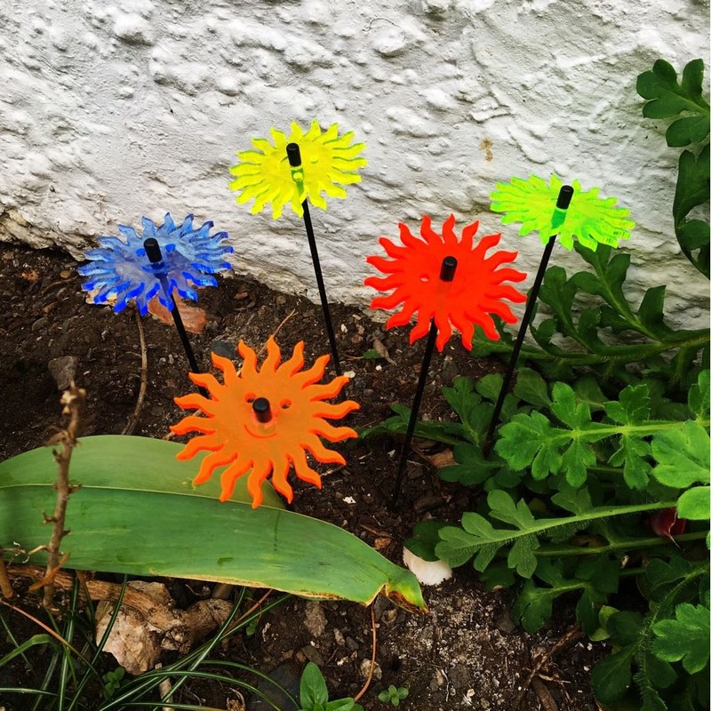 SunCatcher Garden Decor Ornaments Smiling Suns, Set of 5 Decorative
