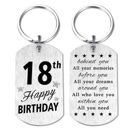 Resdink Happy 18th Birthday Gifts for Girls Boys, 18 Year Old Birthday Keychain for Her Him Women Men