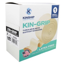 KinGrip Tubular Elastic Support Bandages by Kinship Comfort Brands Tubular Bandage Protects Fragile Skin Latex-Free Wound Care for Edema and Lymphedema Support | Made in USA | Size E 3.5”x10 MTR