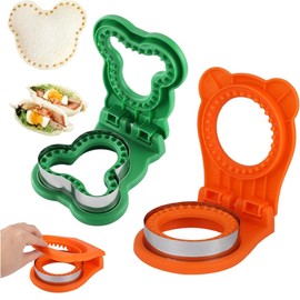 2 cortadores y selladores de sándwiches para niños, sándwiches de bolsillo para desoxidantes, cortador de sándwiches sin costrar, fabricante de sandwiches para lonchera y caja bento (redondo naranja +