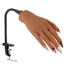 Mano de entrenamiento de práctica de uñas para uñas acrílicas con soporte de soporte, mano de maniquí de silicona suave, flexible y flexible, para práctica de uñas, herramienta de práctica de arte