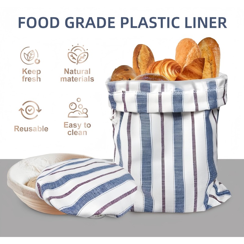 3Pack Reusable Bread Bags for Homemade bread -Plastic Lined- Linen