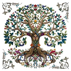 Xinpinzhou Tree 11ct Cross Stitch, 11 Count Counted Stamped Pre Printed Cross Stitch Embroidery Kits for Adults Beginners Starter Advanced Easy Crossstitch Patterns Set Wall Decor 40x40 cm