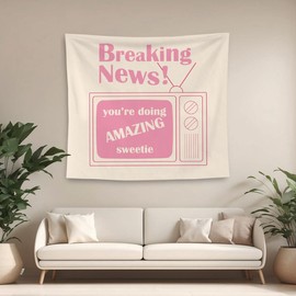QGFM Trendy Pink Preppy Tapestry, Inspirational Tapestry, You're Amazing Sweetie Tapestry Wall Hanging for Girls Room Bedroom College Dorm Decor, Preppy Room Decor, Pink Room Wall Decor, 50x60 Inches