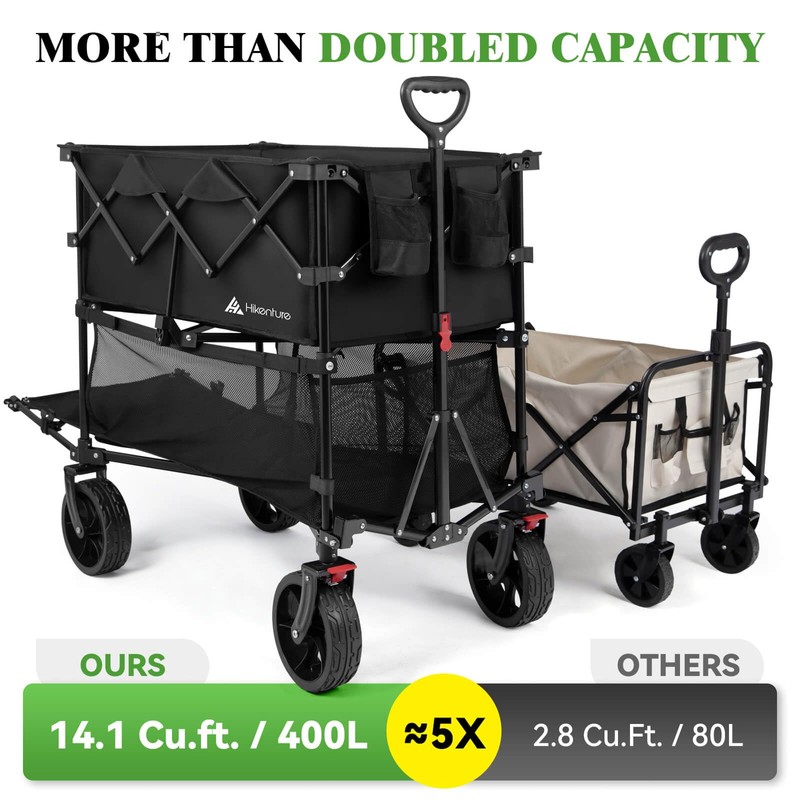 Hikenture Double Decker Wagon, 400L Extra Large Beach Wagon with