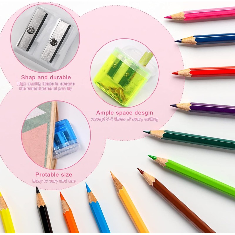 Coideal Coloured Pencil Sharpener Handheld, 24 Pcs Small Manual Canister