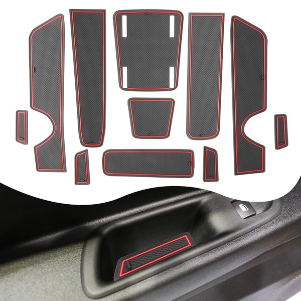 YEE PIN 2023 Avengers Electric Rubber Mats Compatible with Jeep Avengers 2023 Mats Non-Slip for Centre Console Storage Box Avengers Interior (Red)
