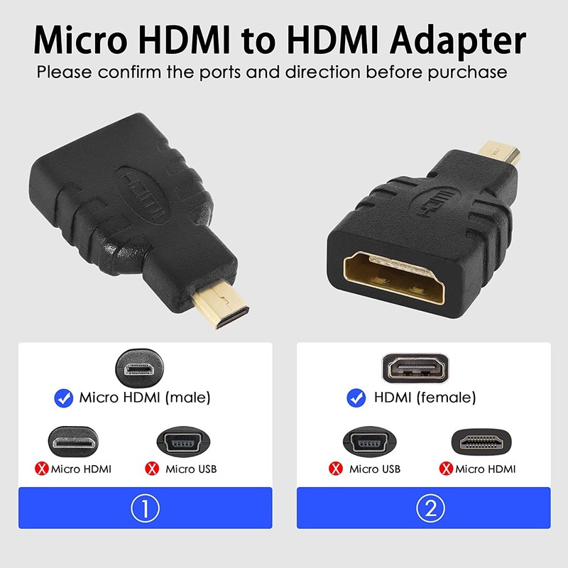 CABLEPELADO HDMI to Micro HDMI Adapter, Micro Video Adapter, 4K