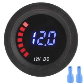 Okuyonic Marine Voltmeter, Battery Gauge Round Voltage Meter Digital Voltmeter Colored Screen for Car Boat, Motorbike(Without panel)