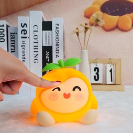 GWALSNTH LED Orange Silicone Night Light, 3 Level Dimmable Tapping Lamp,Nursery Nightlight,Rechargeable Bedside Touch Lamp for Bedroom Breastfeeding
