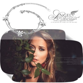 Flongo Anklet Friendship Bracelet Friendship Bracelets for 2 Stainless Steel Bracelet Anklet with Coin Beads Rose Gold Silver Elegant Women, Stainless Steel