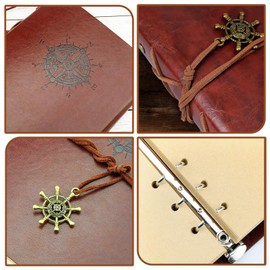 Leather Journal Notebook A5 Travel Journal Vintage Refillable Journal with Blank Pages Travel Spiral with Retro Pendants for Men Women Writing Sketching Travelers Diary