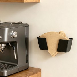 TAIANJI Wall-Mounted Coffee Filter Holder, Iron Cone Paper Rack, Black