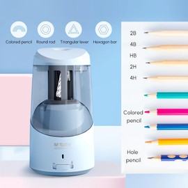 M&G Blue Electric Pencil Sharpener, Portable Automatic Pencil Sharpener for Colored Pencils, Auto Stop, Super Sharp & Fast, USB Operated for 6-8mm Pencils for Kids, School, Office, Home (Blue)