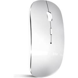 QYFP Bluetooth Maus, Wiederaufladbare Leichte Kabellose Maus Kompatibel mit MacBook Pro/Air/Android/iOS Tablet/Laptop/PC/Mac/Computer, Silber