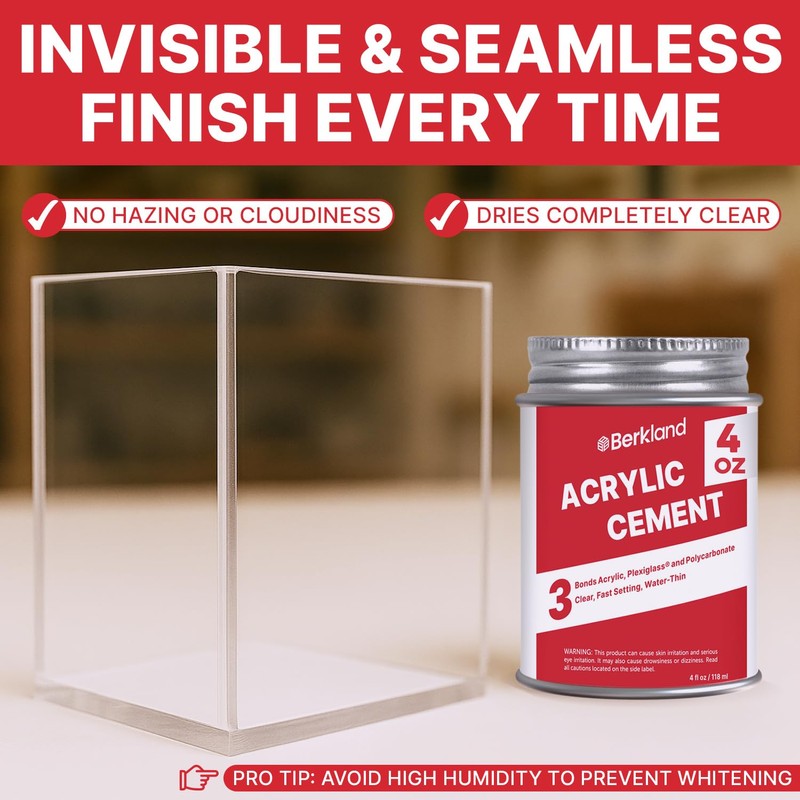 Acrylic Bonding Cement with Applicator Bottle 4 oz, Clear Adhesive