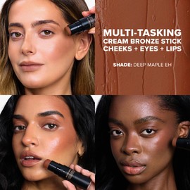 Nudestix Nudies Bronze All Over Matte Bronzing Stick – 3-in-1 Cream Bronzer for Cheeks, Eyes & Lips with Built-In Brush | Natural Contour & Sun-Kissed Glow | Vegan, Long-Wear Makeup (Deep Maple Eh)