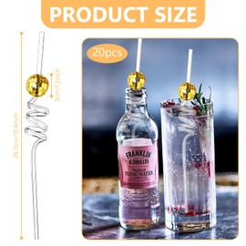 20Pcs 70s Mirror Disco Ball Straws, LIOUCBD Mirror Disco Party Decorations, Reusable Plastic Straws for Bachelorette Birthday Cocktail Dance Holiday Wedding Supplies (Colorful)