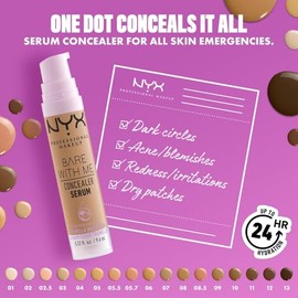 NYX Professional Makeup Bare With Me Concealer Serum, suero + corrector ligero de cobertura media con fórmula vegana, hidratación hasta por 24H, 9.6ml – Tono Camel