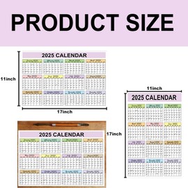 2025 Full Desk Calendar 2 Sided Vertical/Horizontal Reversible 11 x 17 Inch 12 Month Calendar Planner Cards 3 Sheets