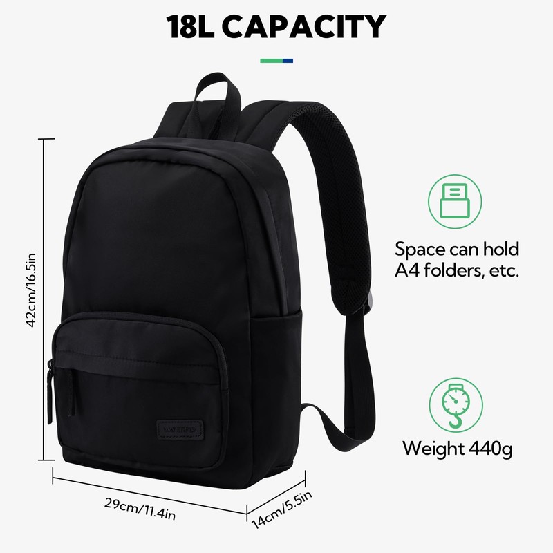 Waterfly Causal Backpack Womens Mens: 18L Small Lightweight Daypacks Travel